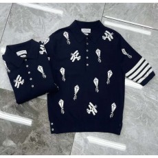 톰브라운 남녀 사선 하프드롭 아이콘 메리노울 반팔 니트